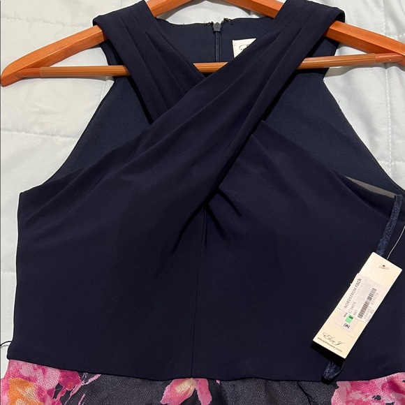 ELIZA J Navy Blue Jersey Criss-Cross Gown Size 8 - Picture 13 of 17